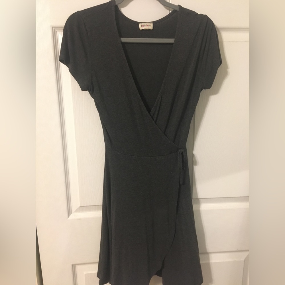 Grey Faux Wrap Dress